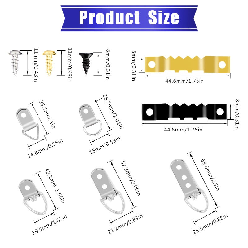 maierke 353PCS Picture Hanging Kit,Picture Hangers Heavy Duty Picture Hanging Hooks with Screws,Picture Frame Hooks Heavy Duty Picture Framing Supplies Kit for Picture Hanging(7 Types) - Image 2